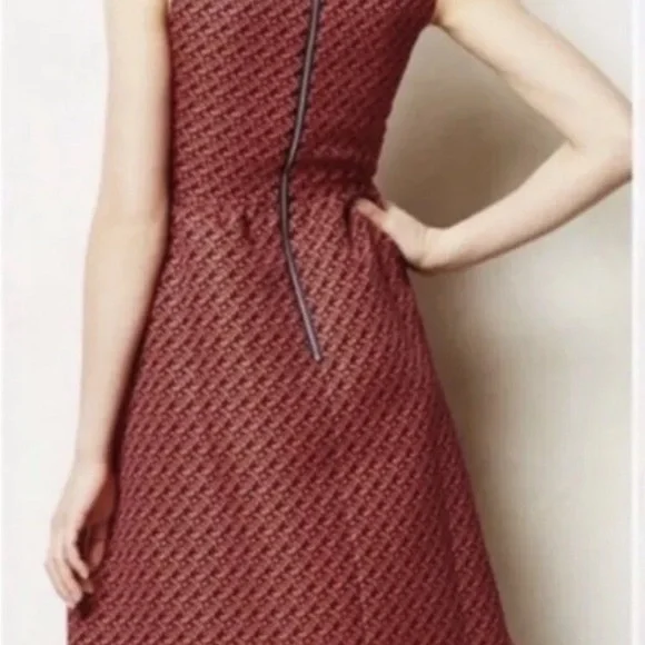Anthropologie Red Textured Midi Dress - Picture 2 of 4